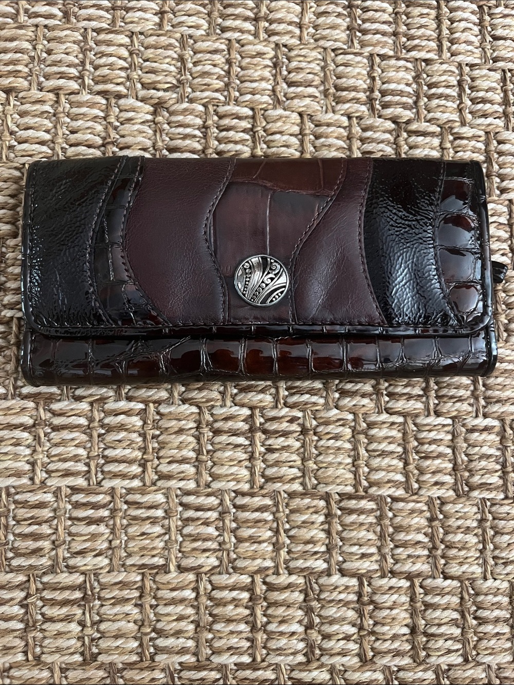 Brighton Dark Brown Croc-Embossed Leather Wallet